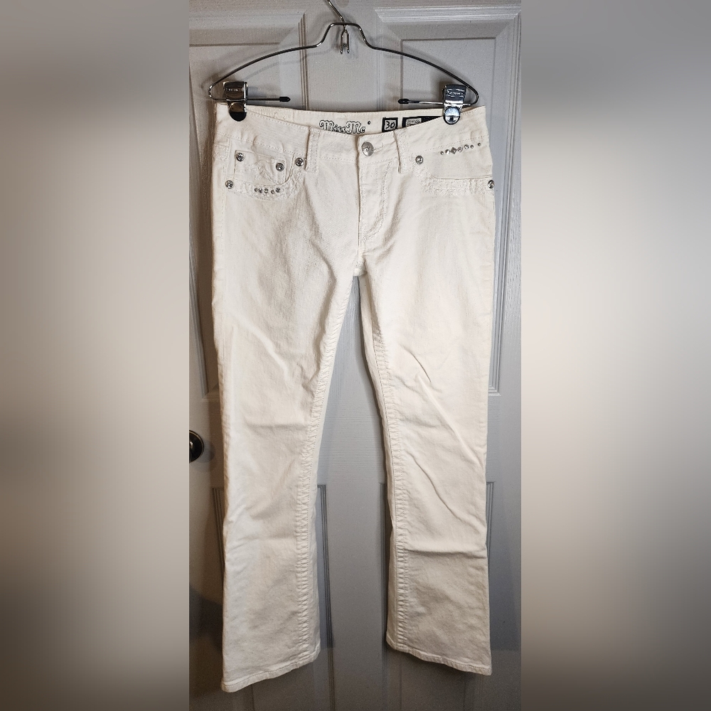 Miss Me White Bootcut Jeans Classic Design